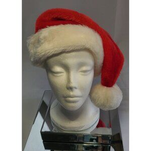 Santa Hat Red & White Faux Fur Trim Fully Lined Small Costume Christmas Hat